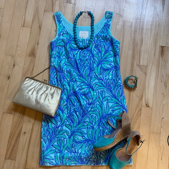 kate spade Dresses & Skirts - Kate Spade sequined Sea Ferns dress size 0